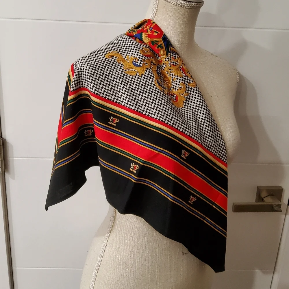Evan Picone Vintage Elegant Black and Red Women's Scarf